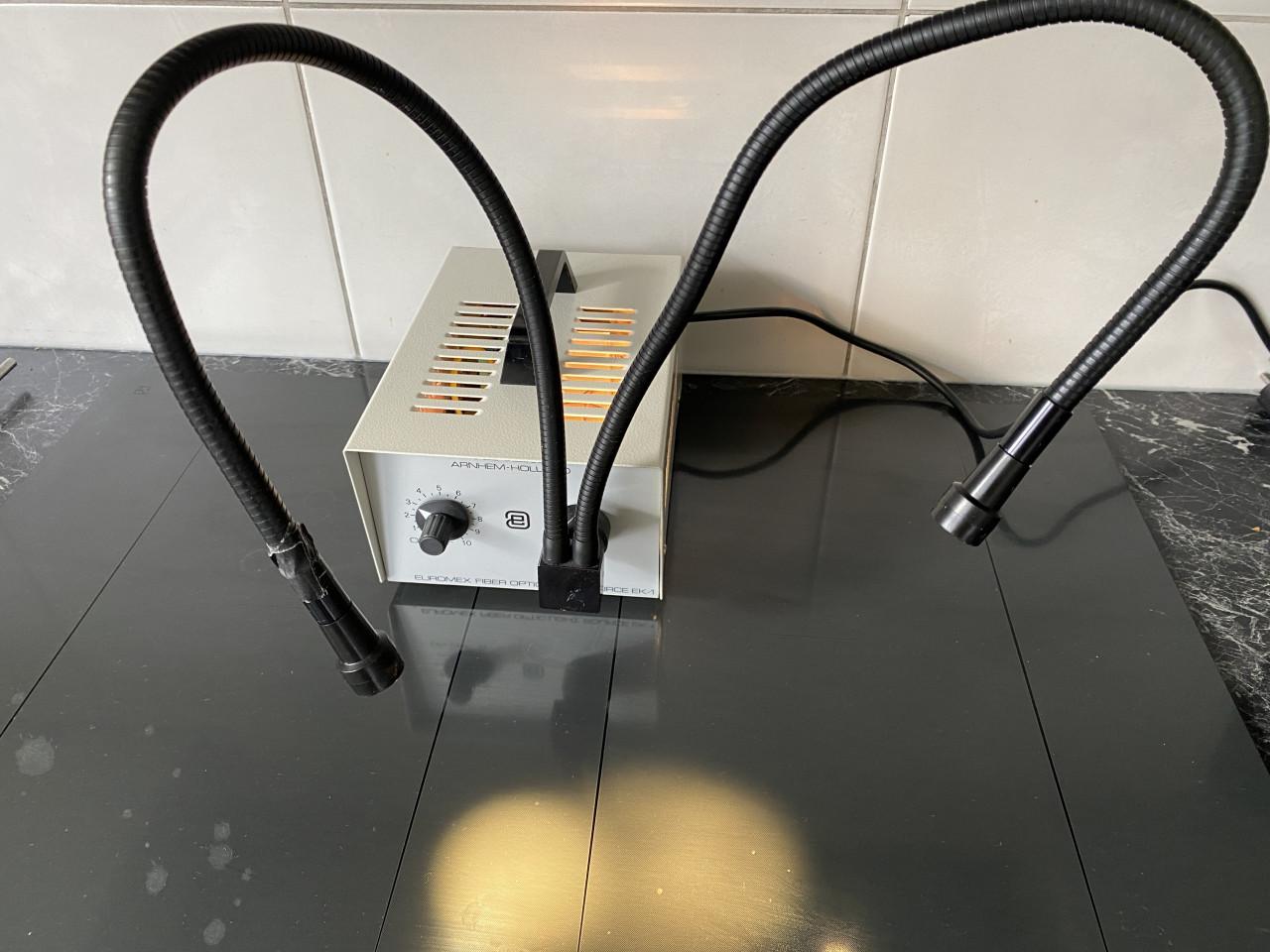 Koud lichtbron Euromex 100W met dubbele starre glasfiber lichtgeleiders