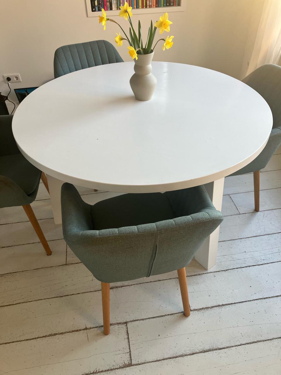 Ronde witte eettafel