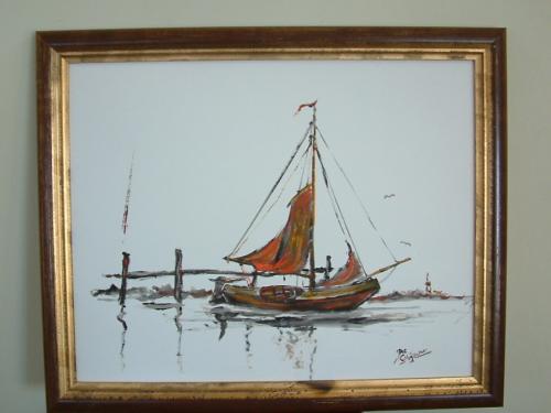 Schilderijen  oude visserij zeilers Jac Caljouw  Arnemuiden schilderijen