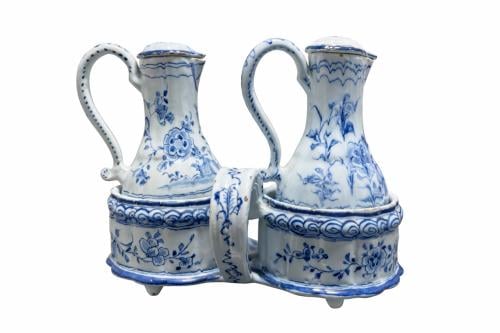 Delfts Aardewerk Olie- En Azijnstel, 18e Eeuw