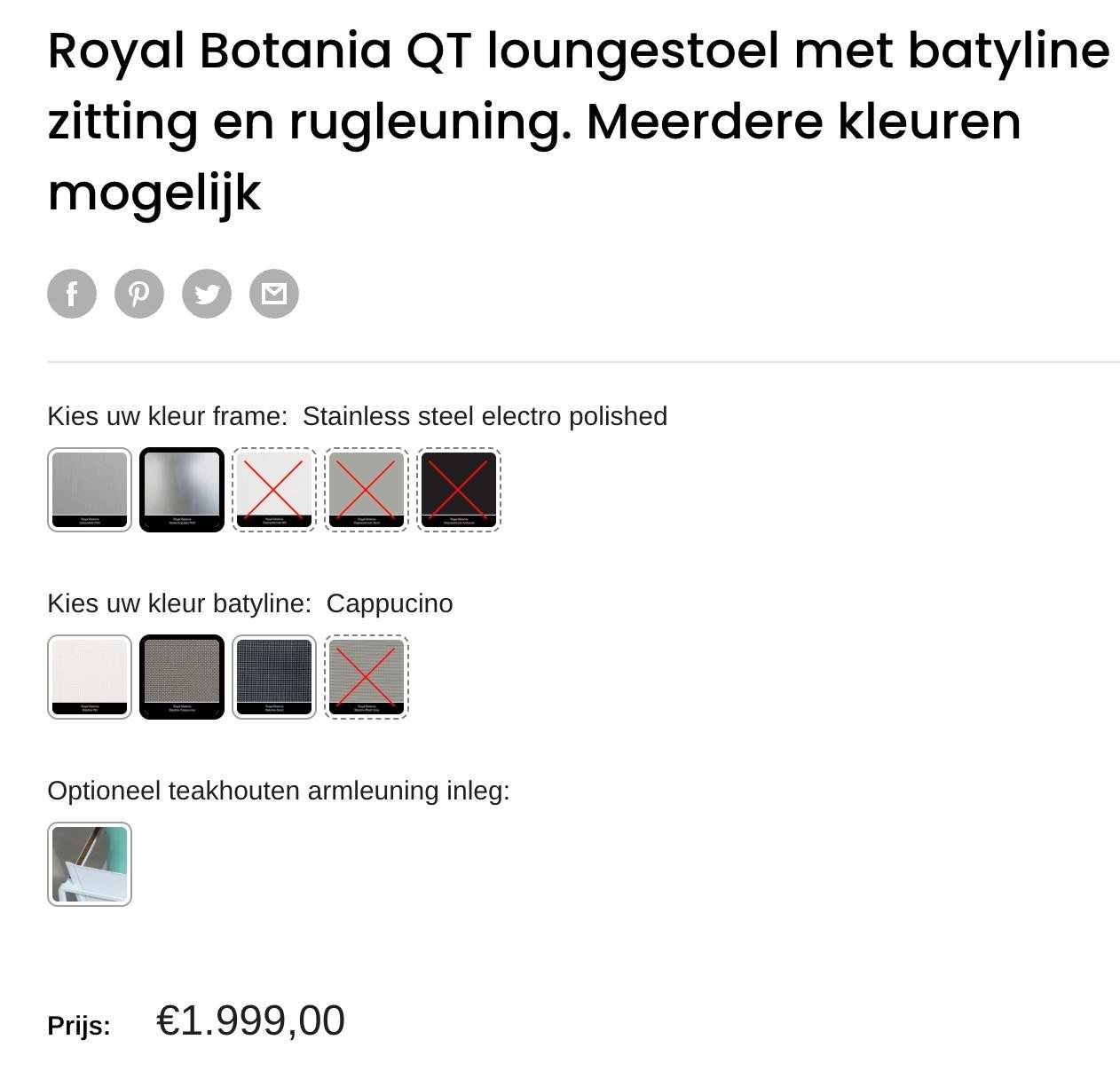 Twee Royal Botania loungestoelen QT collectie, kleur zand