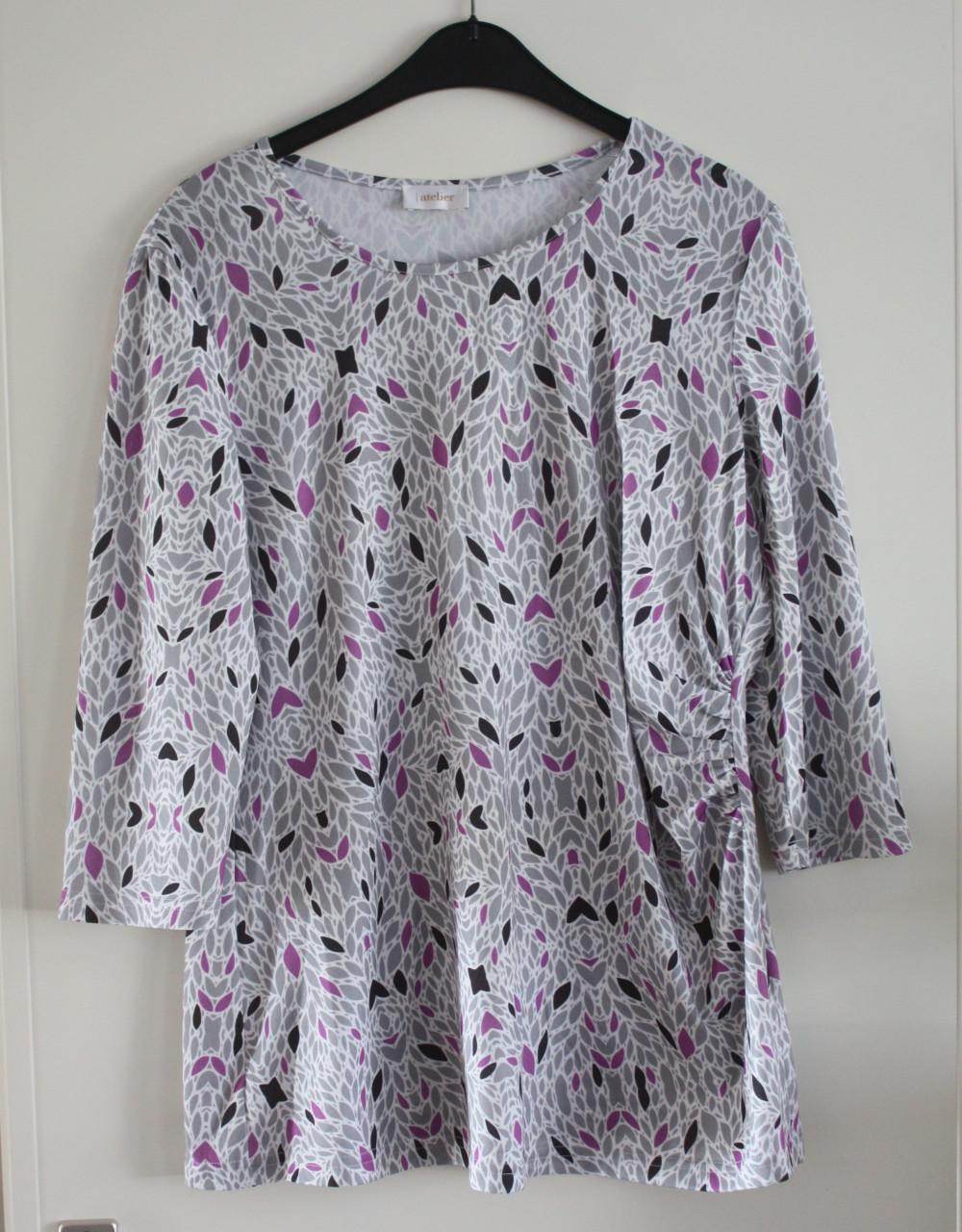 Shirt 3\4mouwen grijs roze zwart  maat 42