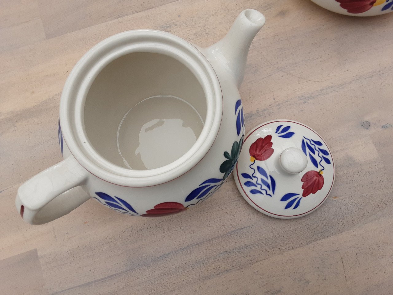 Boerenbont theepot met warmhouder