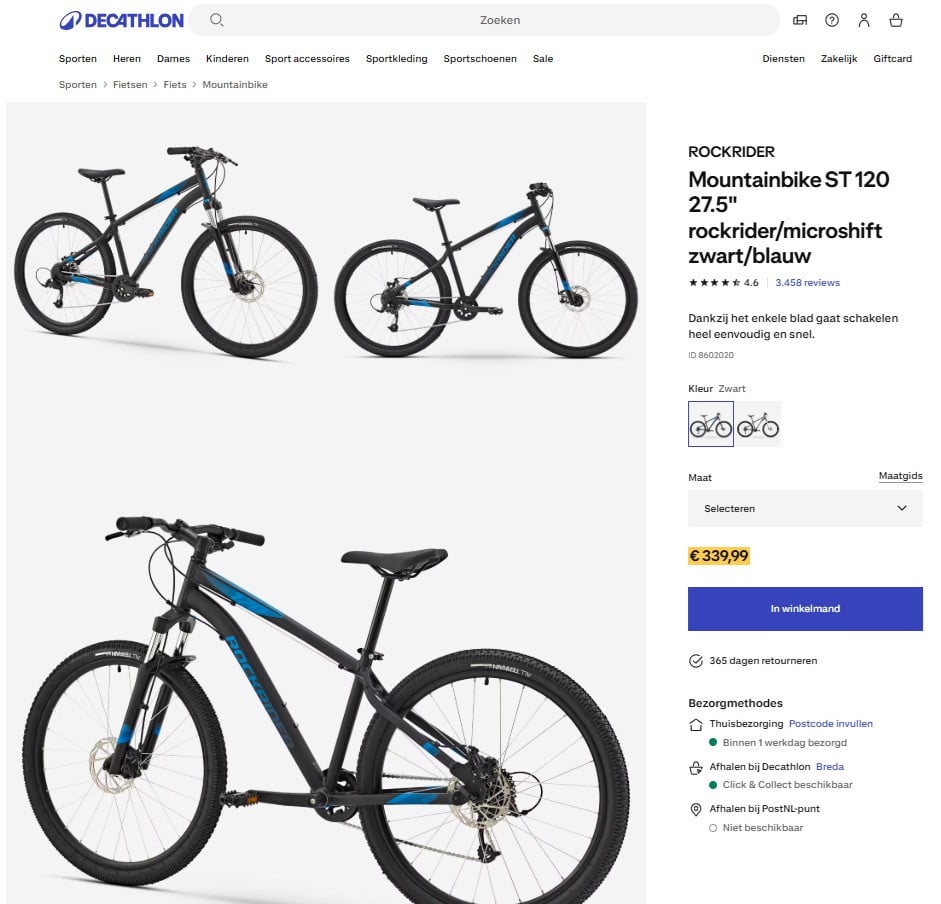 Moutainbike Rockrider ST120 zwart/blauw 27,5 inch