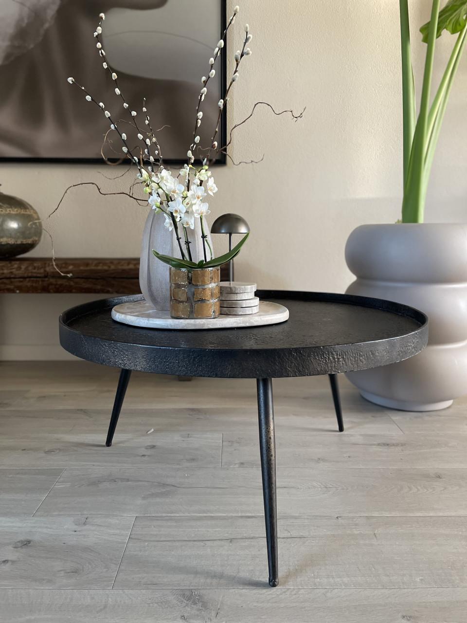 Trendy zwarte ronde salon tafel