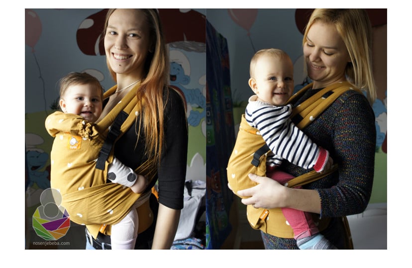 Tula draagzak half buckle carrier - oker met hartjes