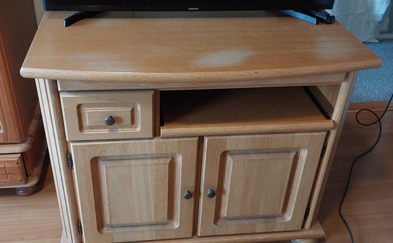 Eiken TV meubel, wit tafeltje, leuke opbergbox