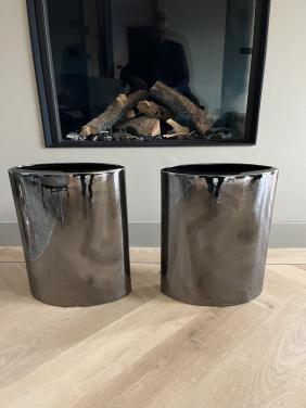 Bloempotten Grote design potten glanzend brons