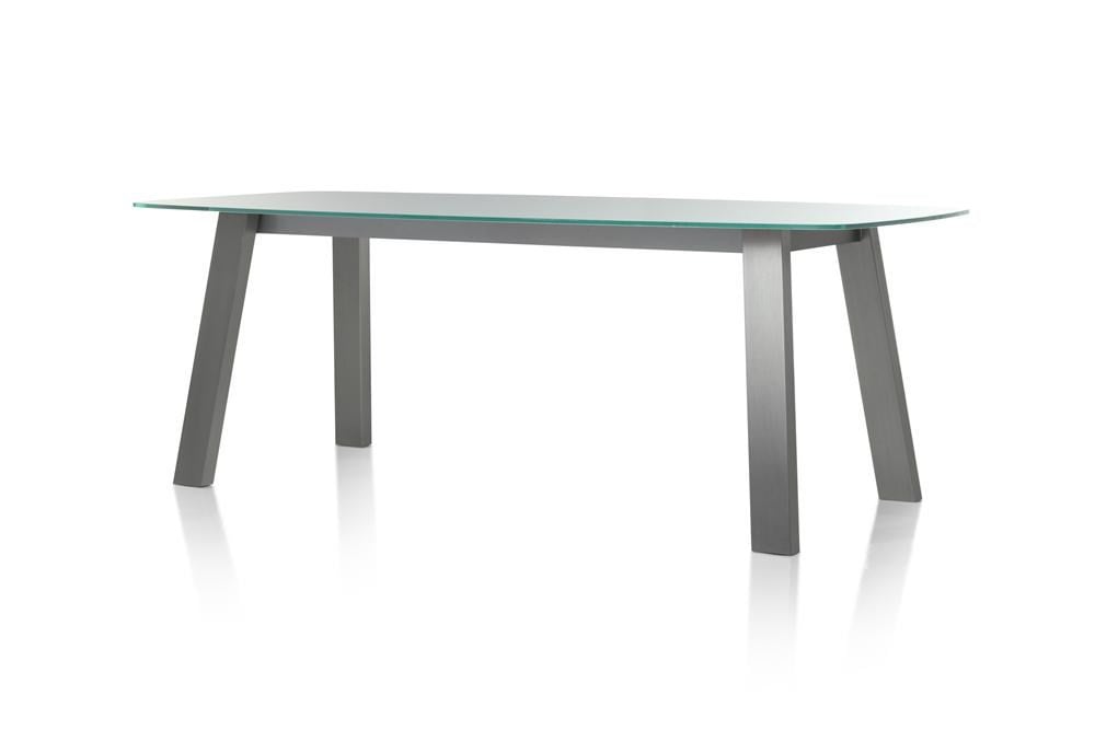 Tafel eettafel merk Xooon glas rvs onderstel nieuwe staat tuintafel