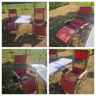 Tuinstoelen en campingtafel