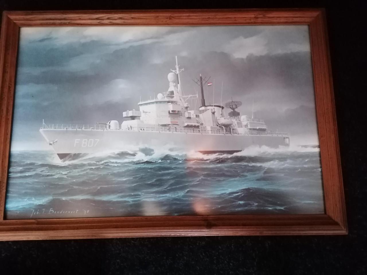 Poster Marinefregat in lijst HMS Kortenaer F 807