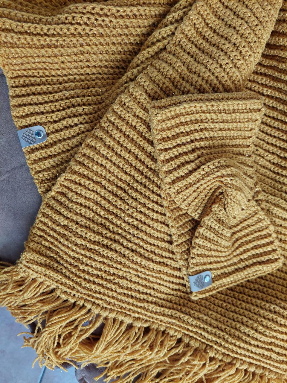 Nieuwe lekker warme okergele handmade sjaal & haarband