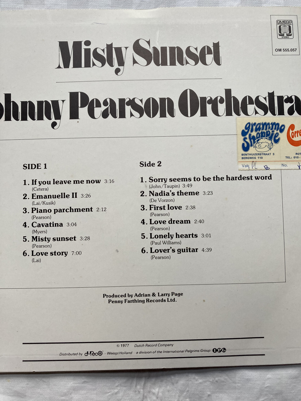 LP Johnny Pearson Orchestra Misty Sunset