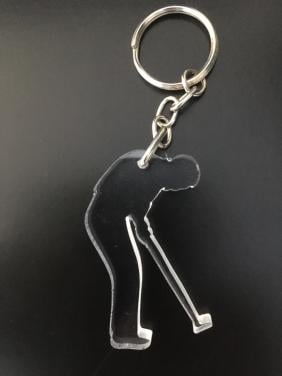 Sleutelhanger van plexiglas, Nieuw! Golfspeler (heer)