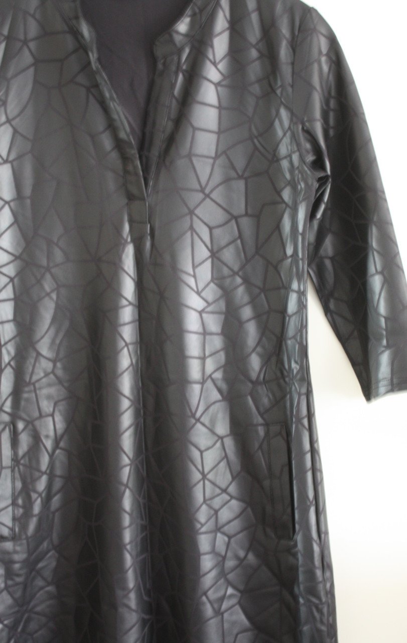 Zwarte lederlook jurk maat s