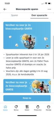 2 volle spaarkaarten bioscoop actie