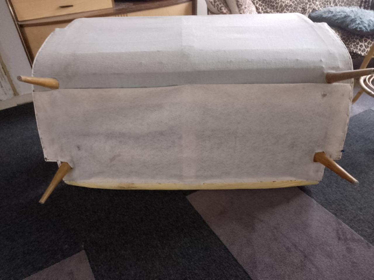 Jaren 50 bank (geel/grijs/blauw)