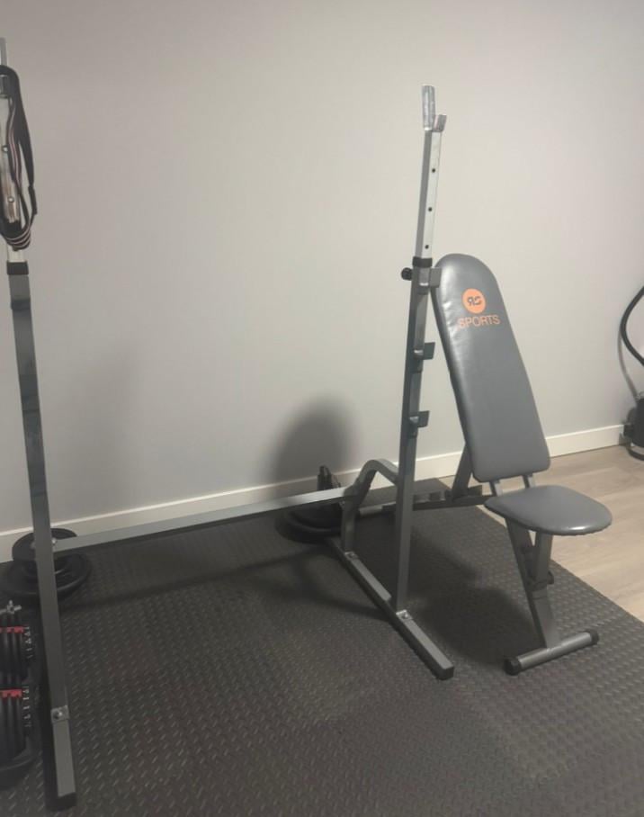 Halterbank + Verstelbaar Squat / Bankdruk Rack
