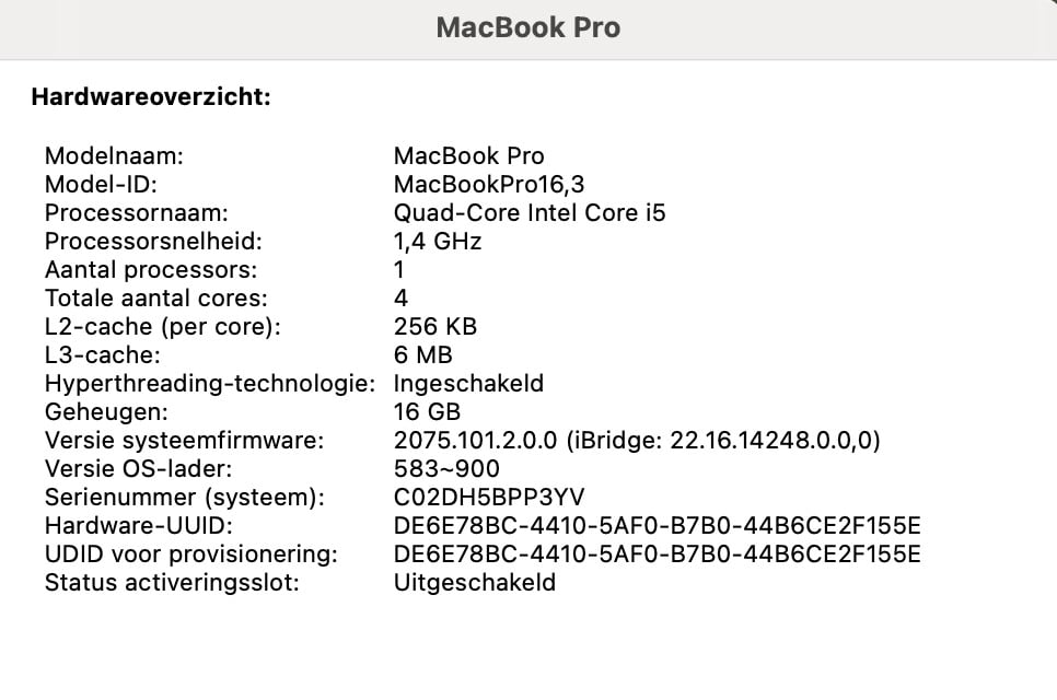 Apple Macbook Pro 13" 2020 Touch Bar - Intel i5 - 16GB/256GB