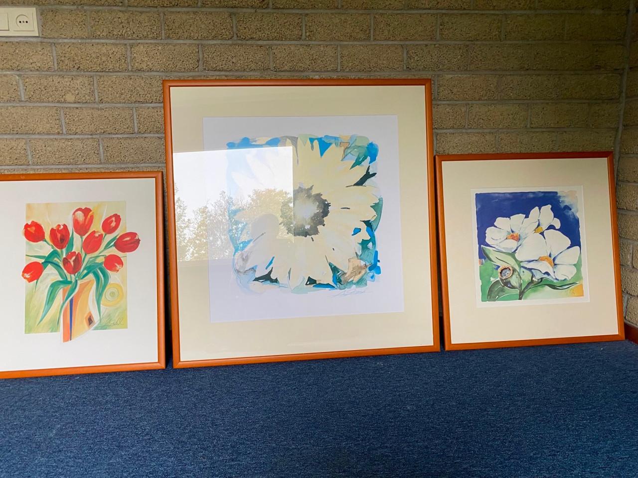 3 x lijst met posters van bloemen