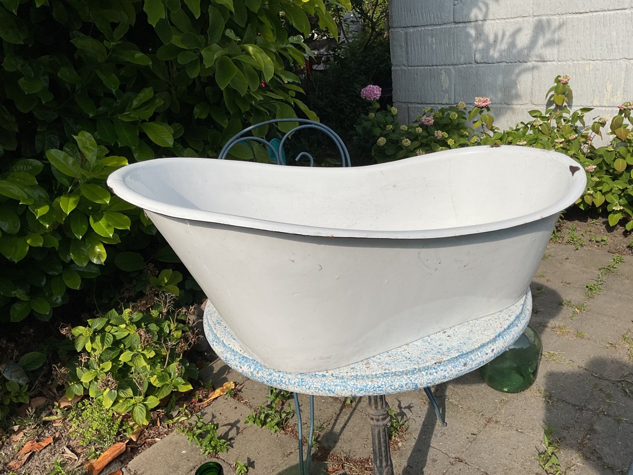 Oud emaille kinderbadje