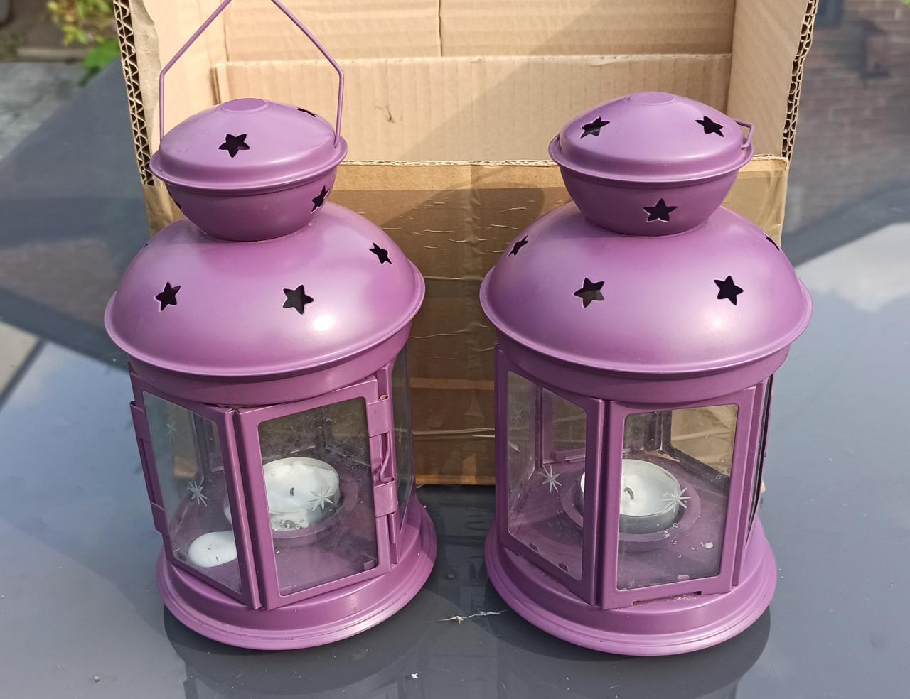 €5-165 theelichtjes+ 2 IKEA ROTERA lantaarn theelicht houder glas sterretje