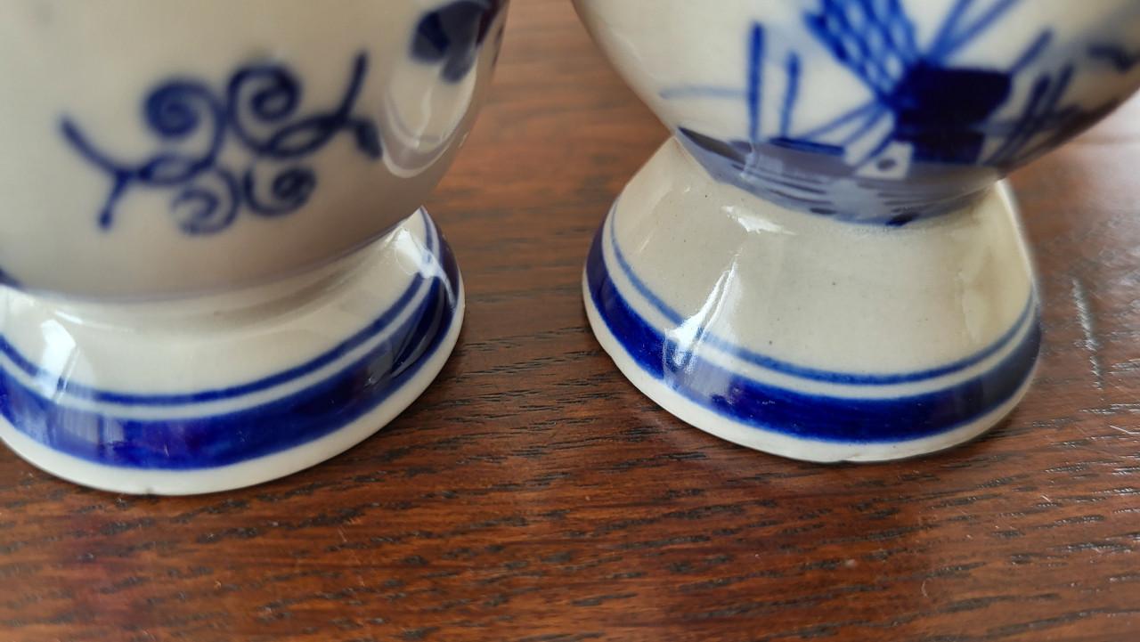 Set vintage eierdopjes Delfts Blauw