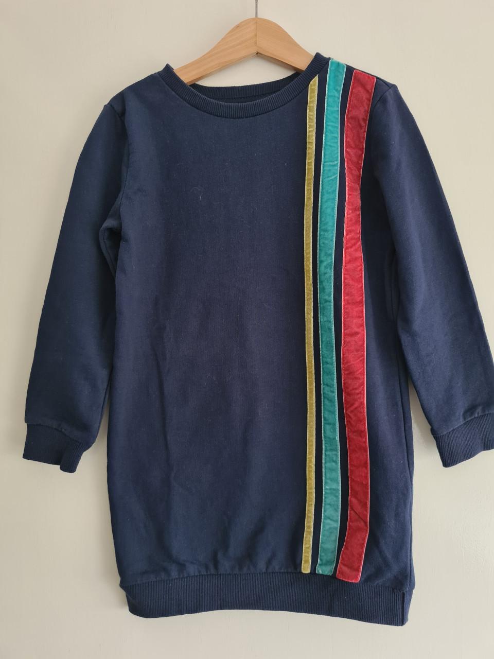 Blauwe lange sweater / jurk van Girls Maat 122