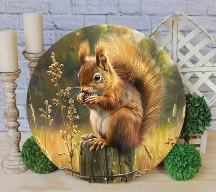 Eekhoorn ( op aluminium ) cadeau / decoratie