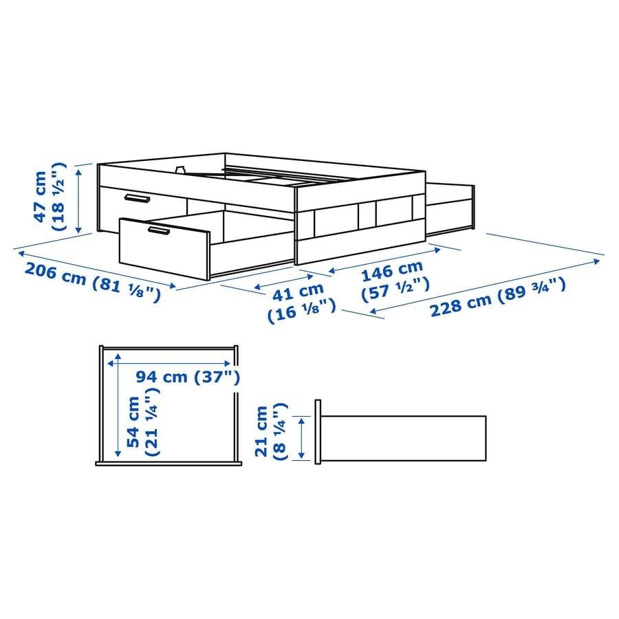 IKEA Brimnes 140 bed met opbergruimte en hoofdeinde