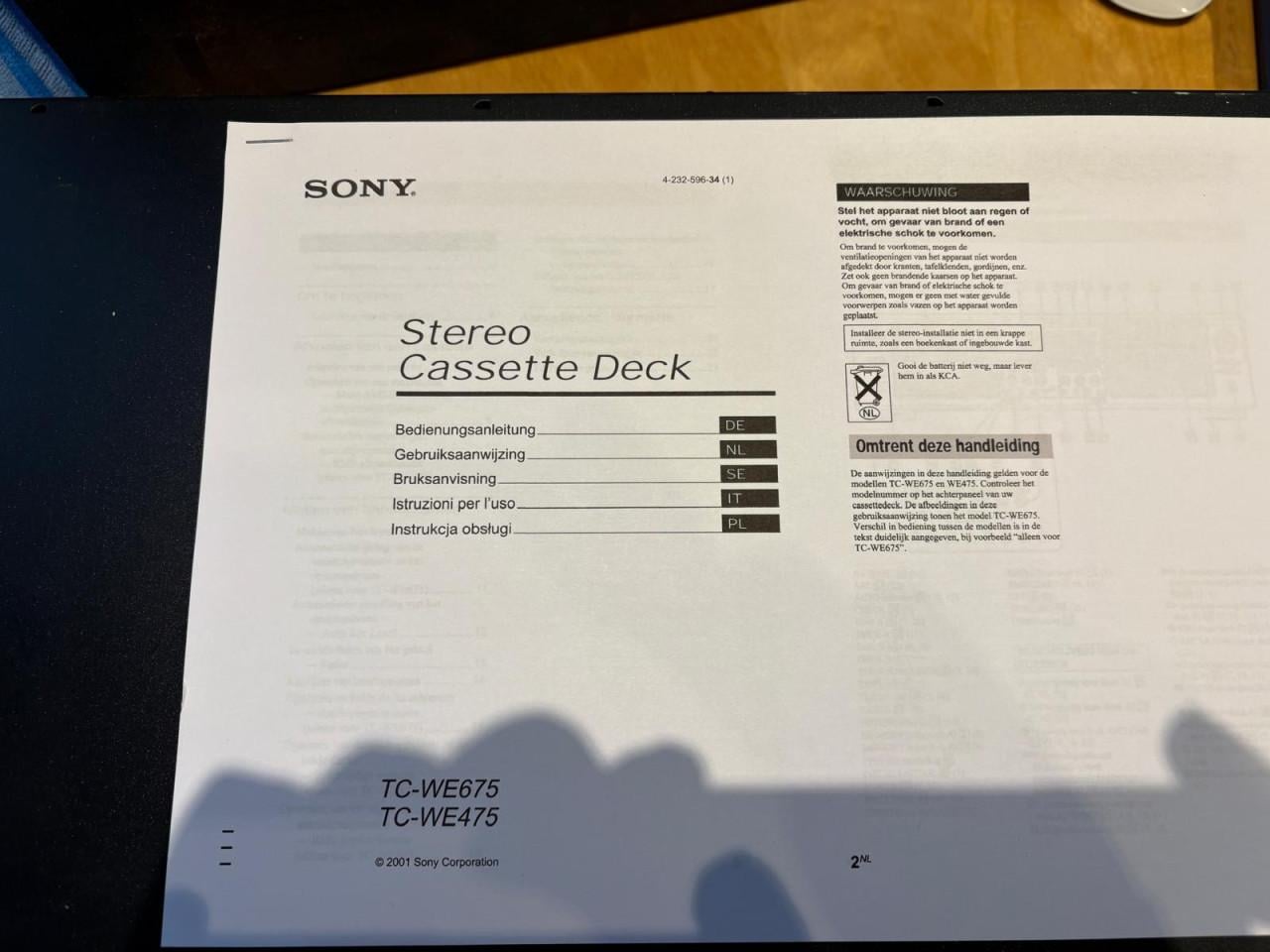 Sony cassettedeck TC-WE475