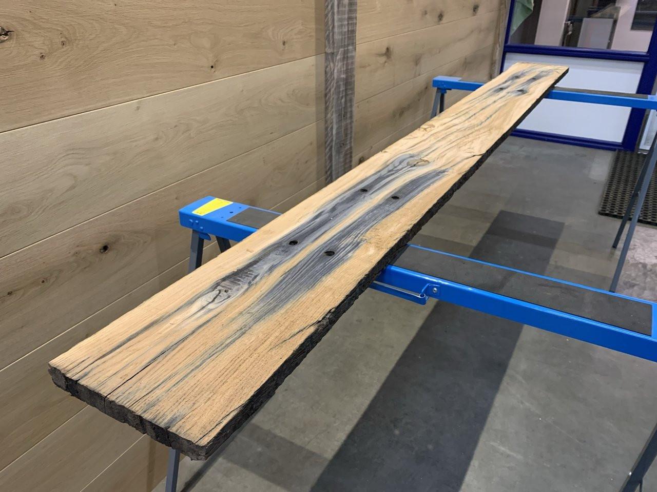 Eiken wagondelen / spoorwegplanken tafel 250cm
