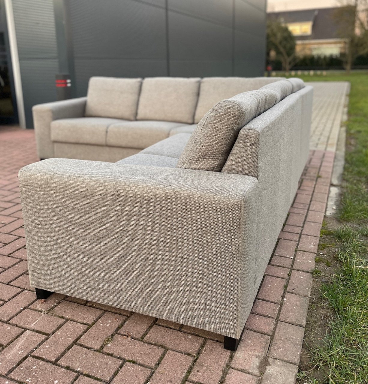 GRATIS LEVERING HEEL NL Mooie Grijs Stoffen Hoekbank