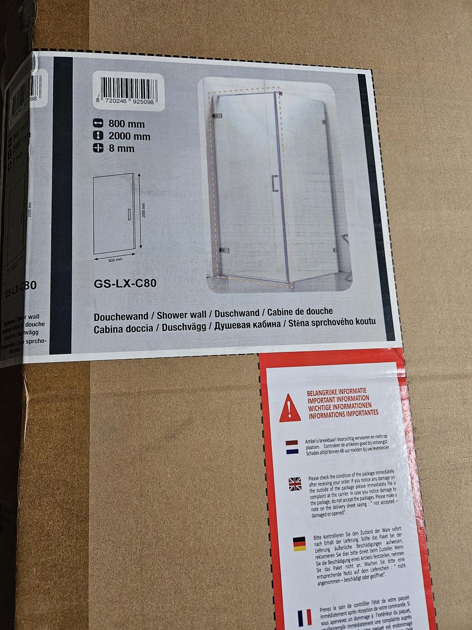 Nieuwe douchedeur 80x200