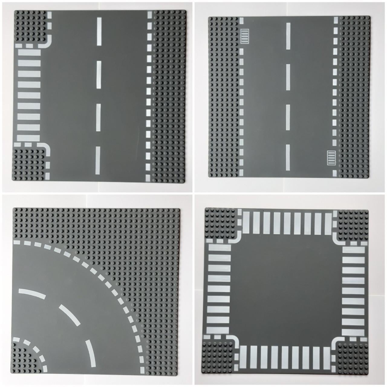 De orginele Lego wegplaten! 1 set bestaande uit 1 bocht + 1 T-weg