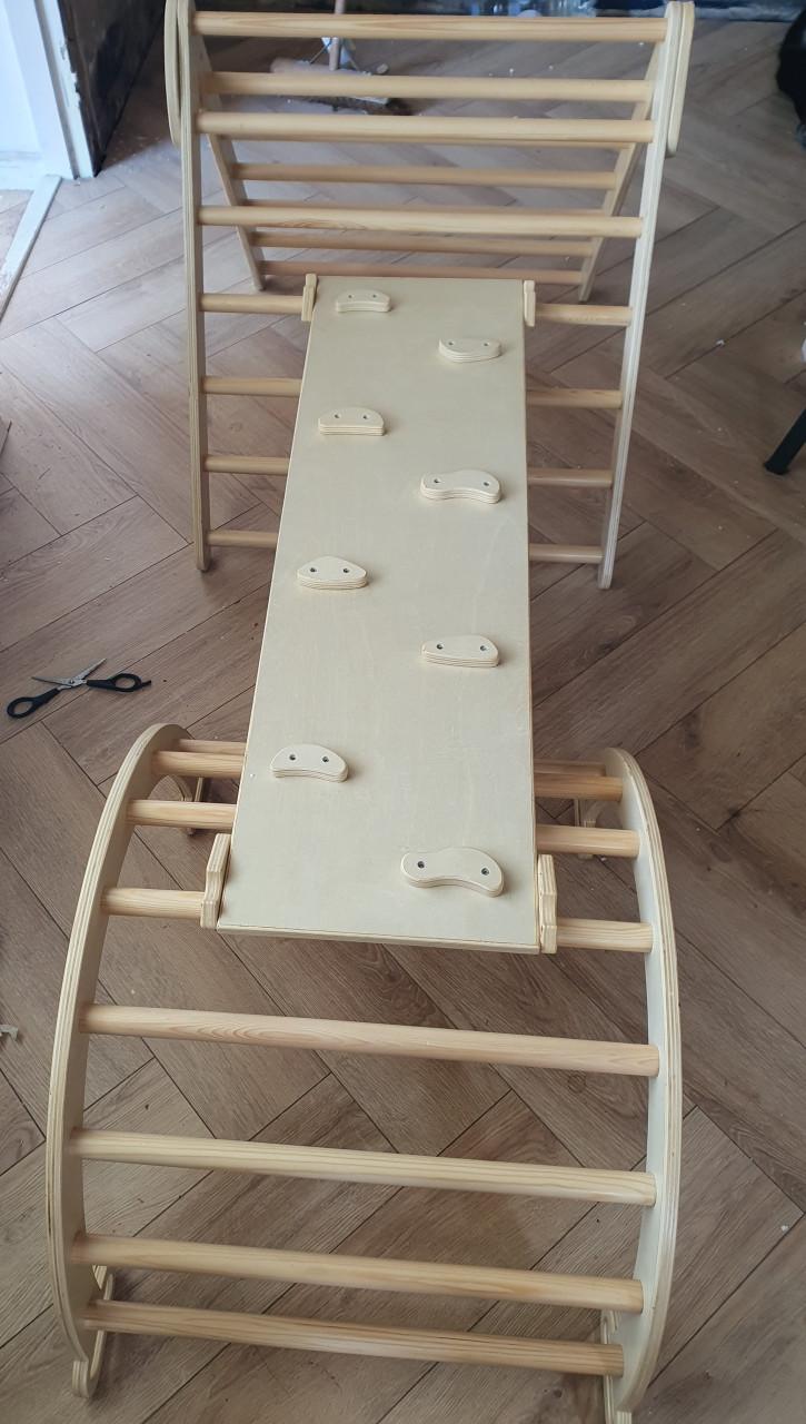 Oemmie 3-delig Montessori Klimrek | Klimdriehoek + Klimboog + Balansbord