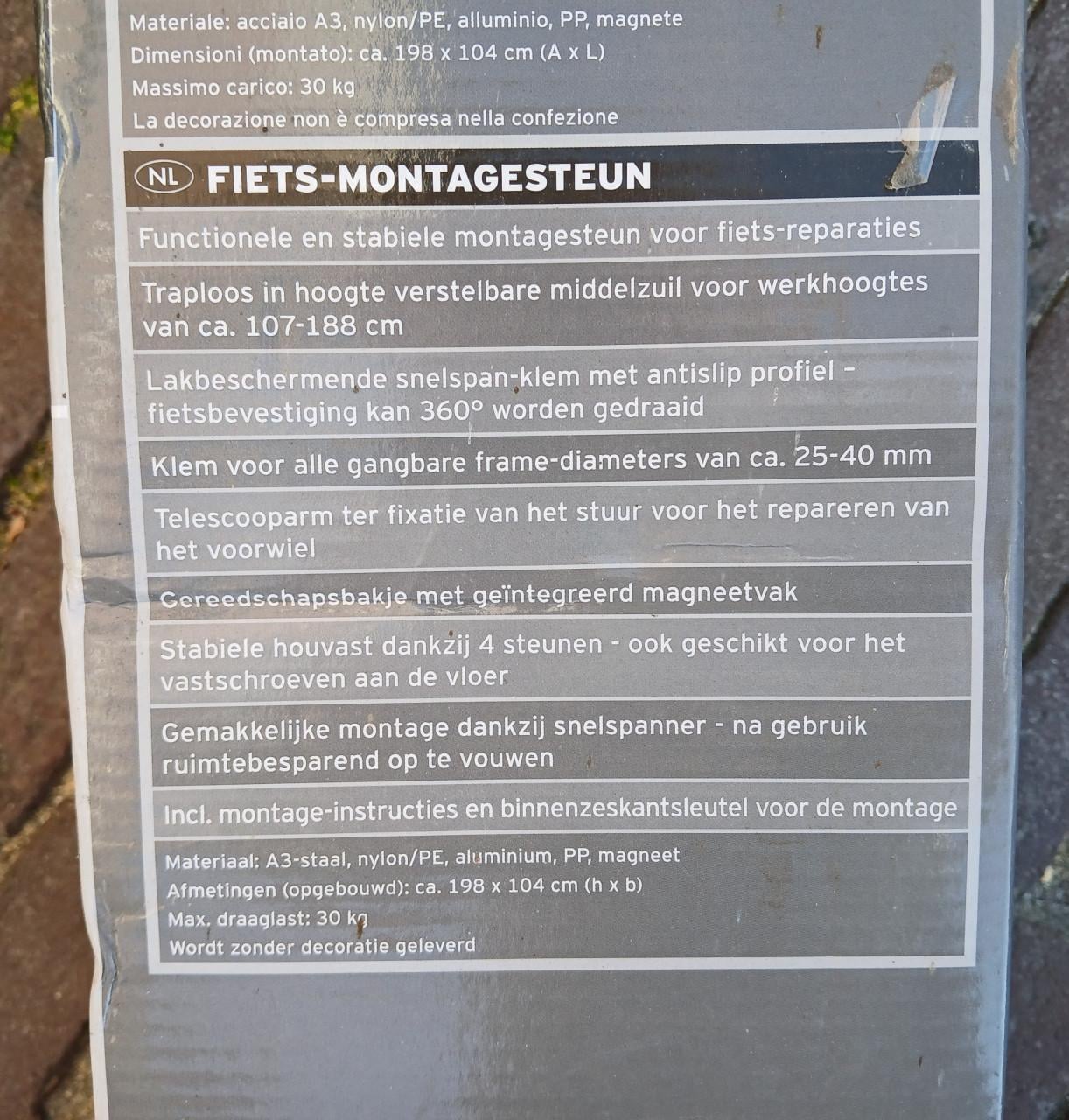 Fiets montagestandaard