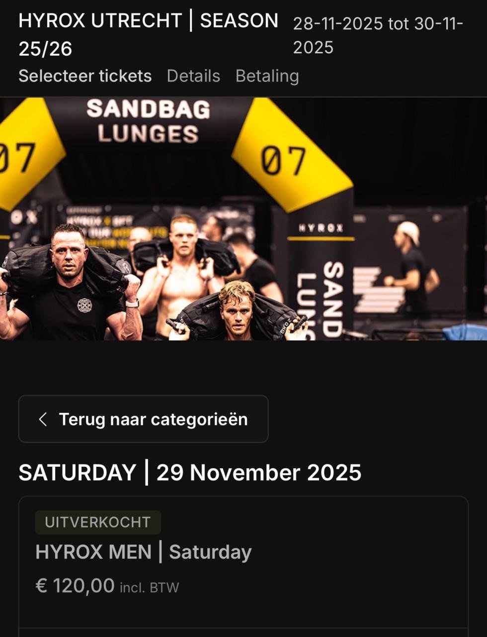 Ticket -= Hyrox Utrecht =- singel man open.