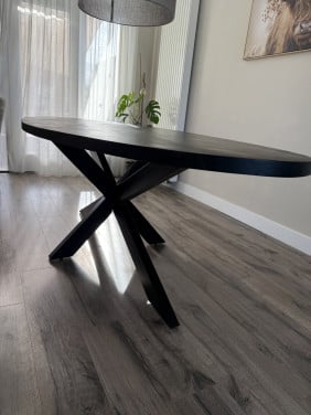 Ovale zwarte mango hout eettafel 240 cm