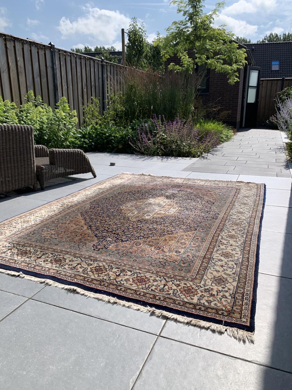 ✨Prachtig Sfeervol Blauw-Bruin Handgeknoopt Vintage Vloerkleed uit India ✨