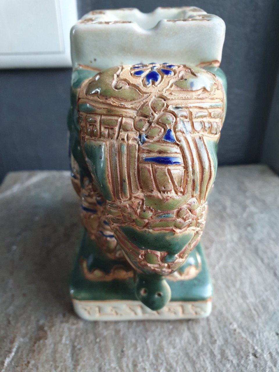 Vintage chinoiserie-asbak olifant, decor MCM Hollywood Regency...