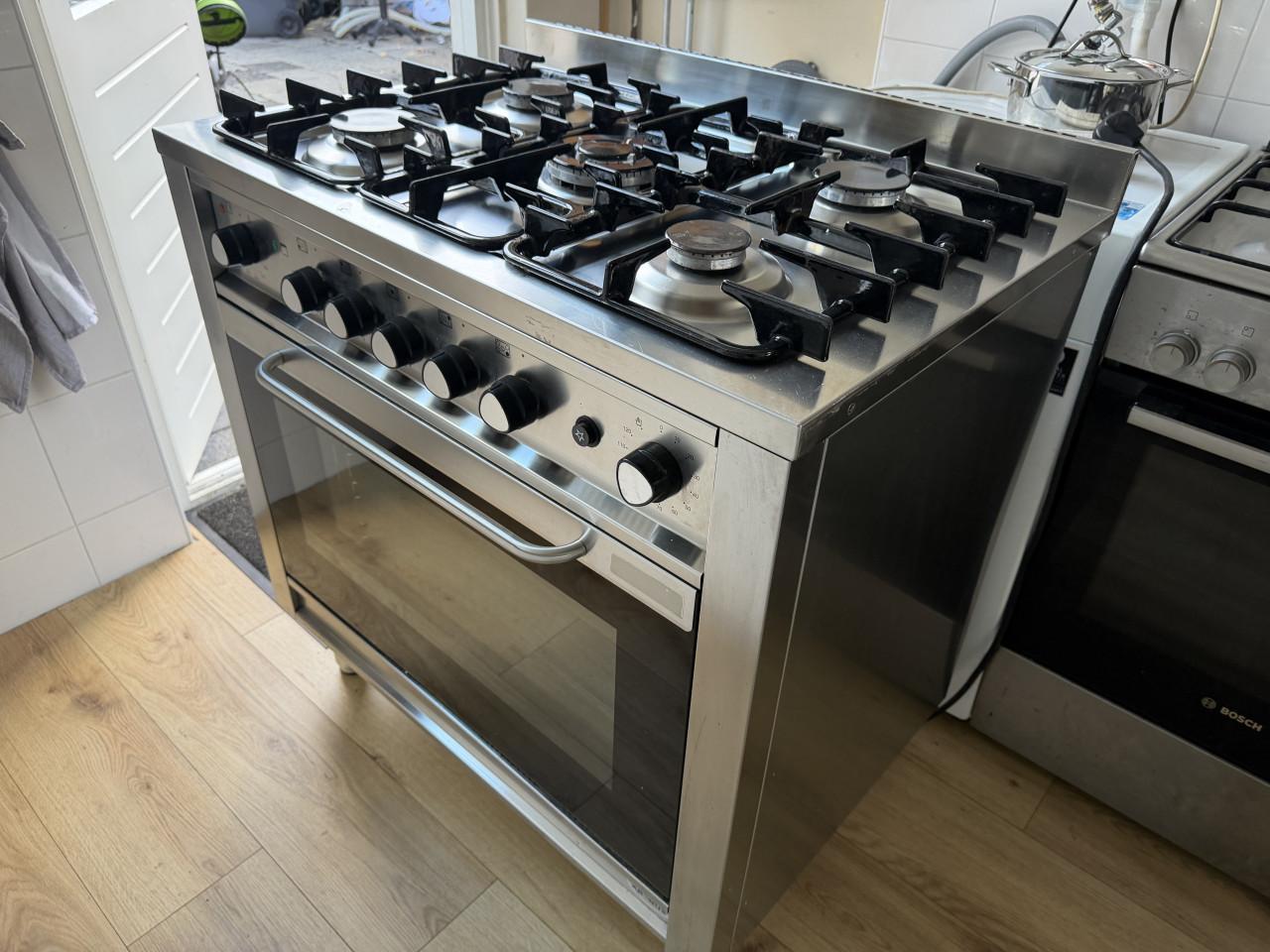 Luxe semi-prof. KRONUS RVS Gasfornuis (90cm) - 5 Pitten & Grote Oven
