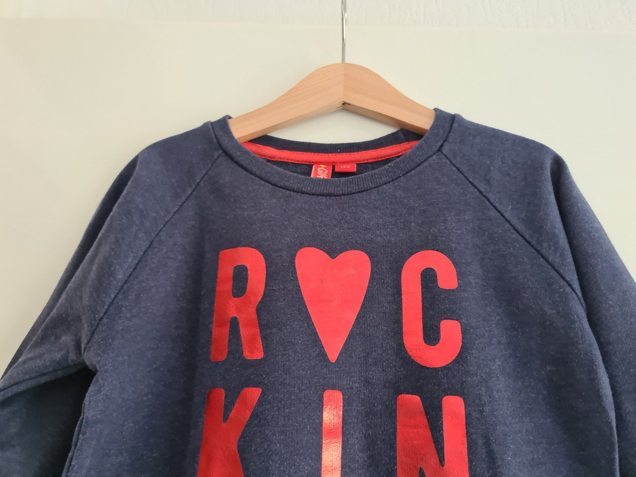 Blauwe lange sweater / jurk van Girls Maat 122