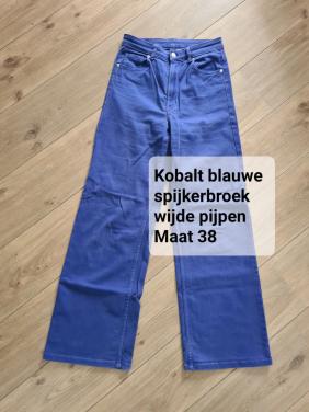 Kobalt blauwe spijkerbroek wijde pijpen Maat 38
