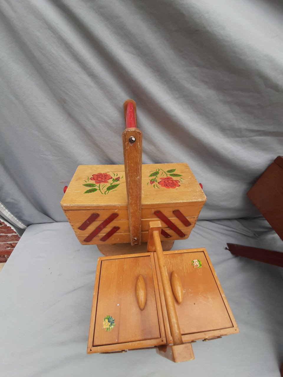 3 oude houten naaidozen
