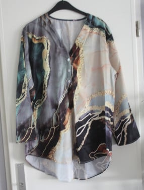 Blouse shirt groen grijs beige maat xxl