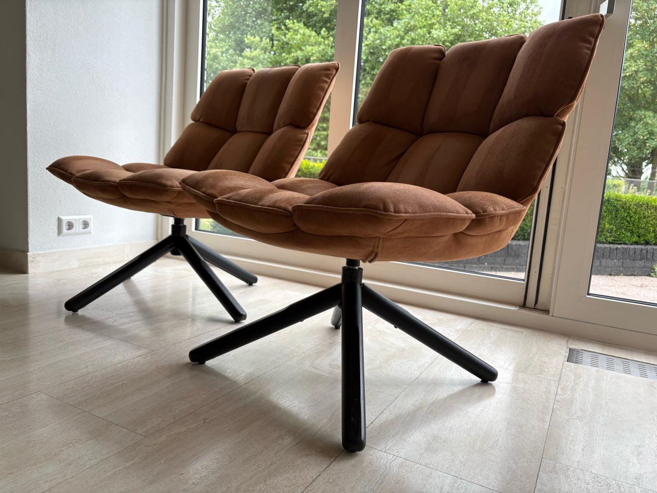 2 Fauteuil Stoelen Cognac - moeten weg wegens verhuizing