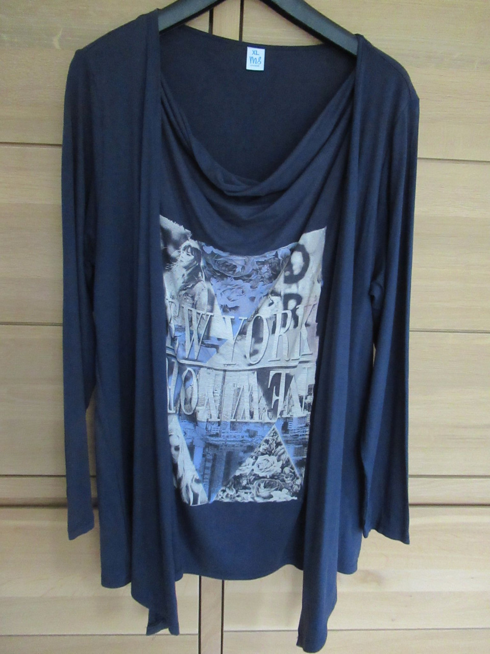 Donkerblauwe tuniek met vaste vest, 2 in 1, zo goed als nieuw.