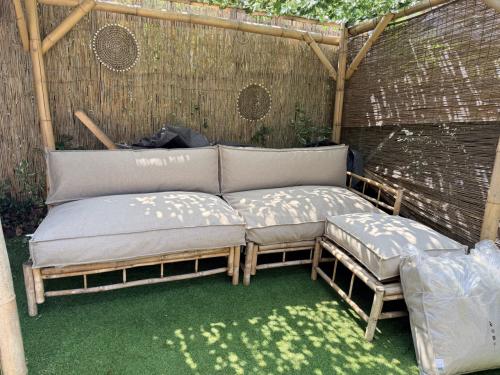 Loungekussens / palletkussens waterafstotend grijs/beige
