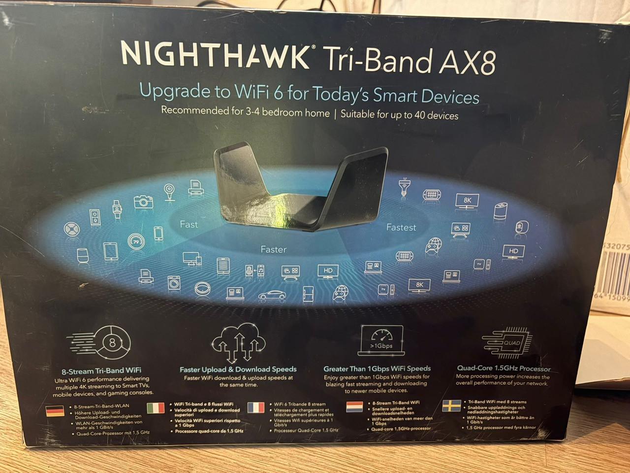 Snelle en sterke Wi-Fi 6 Router/accespoint Netgear Nighthawk AX8 8-Stream